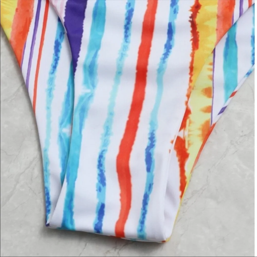 Cute Multicolored Cut Out High Waisted Bikinis Set - Picture 5 of 7